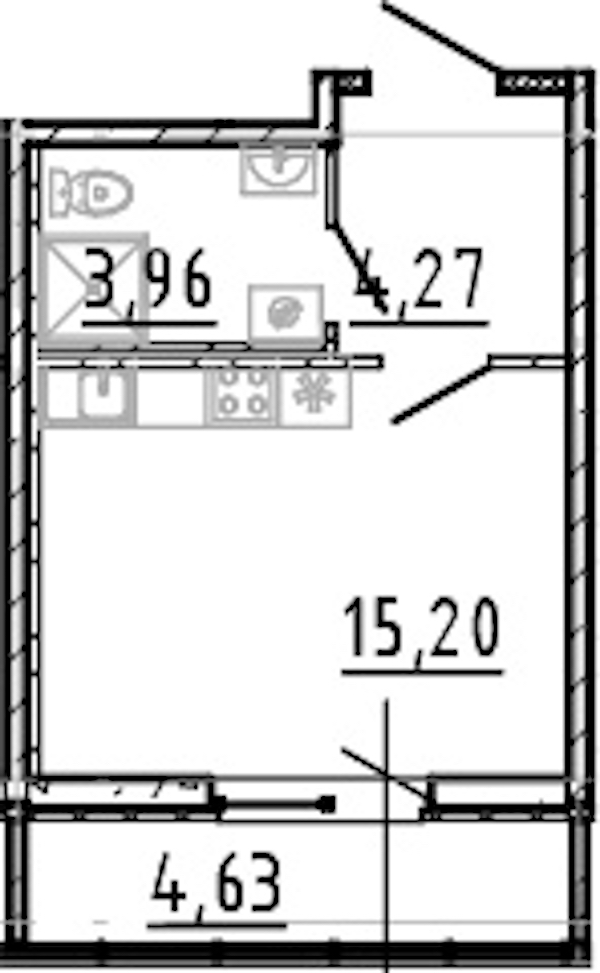 Квартира студия 23.43 м², 12/22 эт., ЖК «Город Первых»
